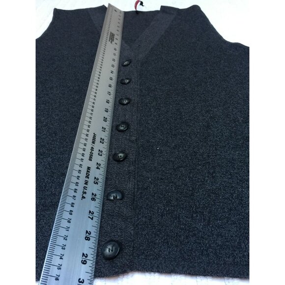 Genny Way Italy Men's Gray V-Neck Button Wool Knit Cardigan Sweater Vest Casual - Picture 9 of 9